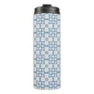 Christmas holly leaves and flowers petals tiles thermal tumbler