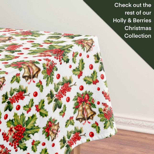 Christmas Holly Leaves, Berries & Bells Tablecloth (Creator Uploaded)