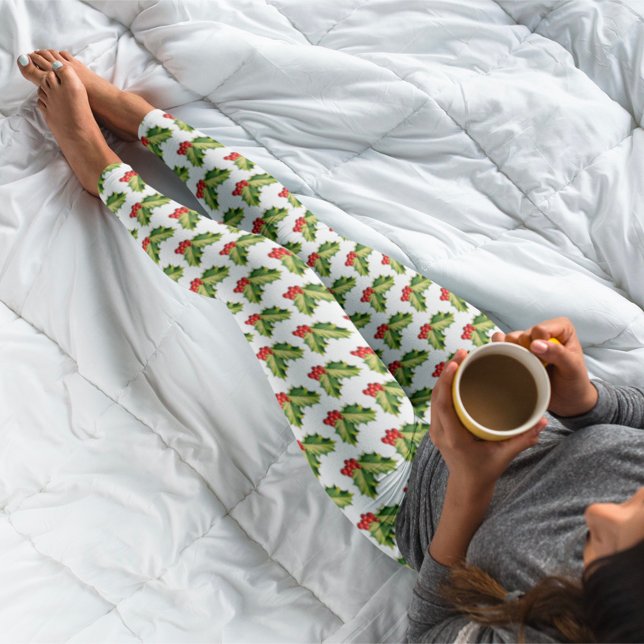 Christmas Holly Leaves & Berries Leggings (Creator Uploaded)