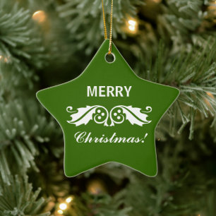 Christmas Holly Leaves Ceramic Tree Decoration