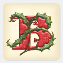 Christmas Holly Monogram B Envelope Seals