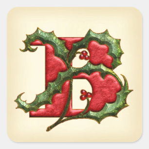 Christmas Holly Monogram B Envelope Seals