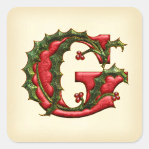 Christmas Holly Monogram G Envelope Seals
