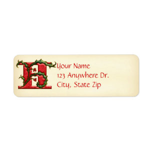 Christmas Holly Monogram H Return Address Label