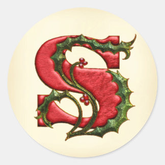 Christmas Holly Monogram S Envelope Seals