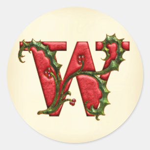Christmas Holly Monogram W Envelope Seals