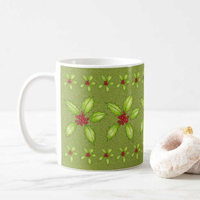 Christmas Holly Mug (With Donut)