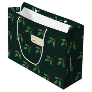 Christmas Holly Name Tag Gift Bag