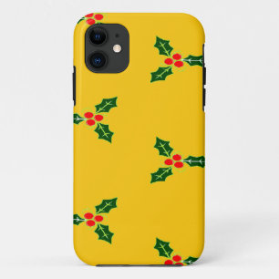 Christmas holly on orange iPhone 11 case