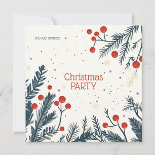 Christmas Holly Party Lunch and Gift Exchange Card