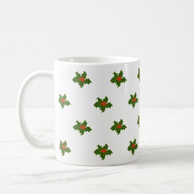 Christmas Holly Pattern  Coffee Mug (Left)