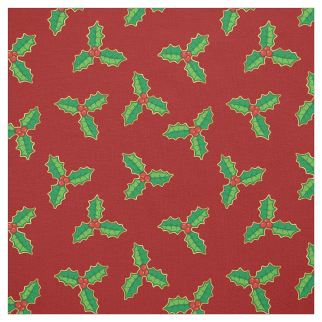 Christmas Holly Pattern Fabric (Swatch)