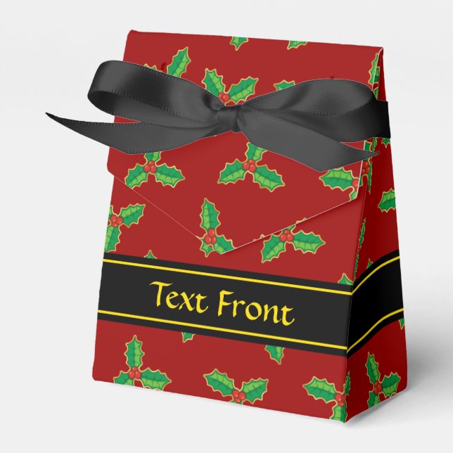 Christmas Holly Pattern Favour Box (Front Side)