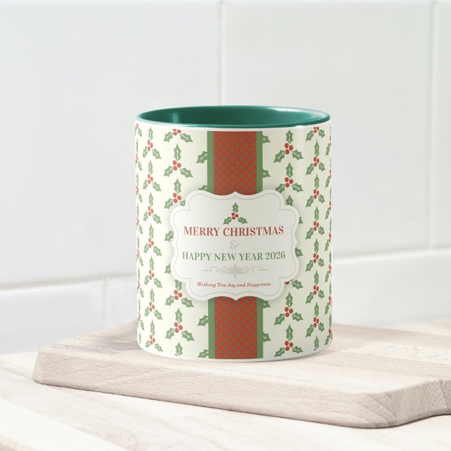 Christmas Holly Pattern Green Holly Red Berries Mug (Creator Uploaded)
