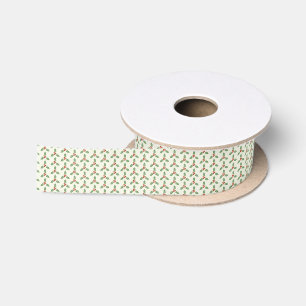Christmas Holly Pattern Green Holly Red Berries Satin Ribbon