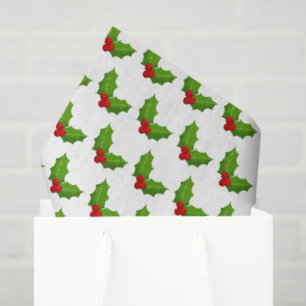 Christmas Holly Pattern Holiday Gift Wrap Festive Tissue Paper