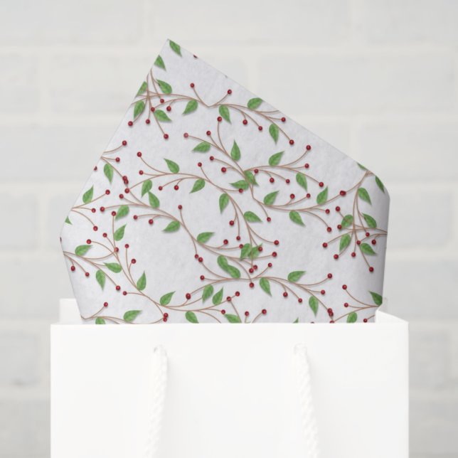 Christmas Holly pattern Holiday tissue paper (Gift Bag)