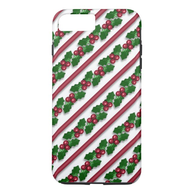 Christmas holly pattern iPhone 7 plus tough case (Back)