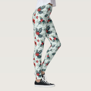 Christmas holly pattern leggings