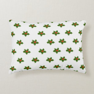 Christmas Holly Pattern  Round Pillow