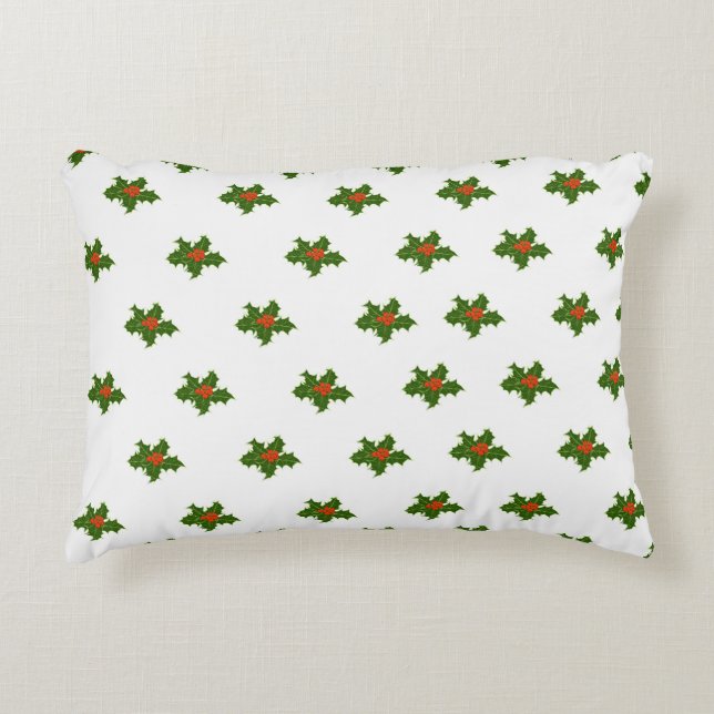 Christmas Holly Pattern  Round Pillow (Front)