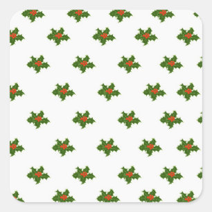 Christmas Holly Pattern  Square Sticker
