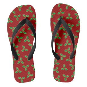 Christmas Holly Pattern Thongs