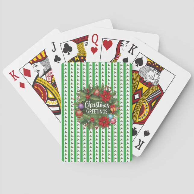 Christmas Holly Pattern with wreath Playing Cards (Back)