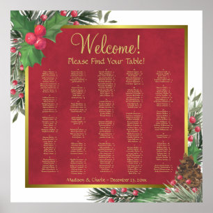 Christmas Holly & Pine Alphabetical Seating Chart