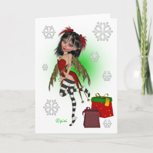 Christmas Holly Pixi Greeting Card