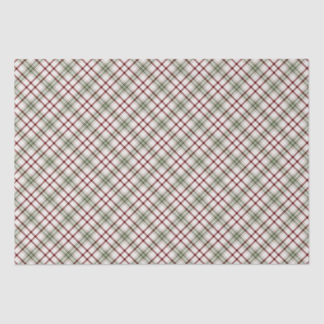 Christmas-Holly-PLAID-BACKGROUND-Happy-Holidays Tissue Paper (Front)