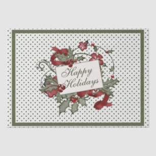 Christmas-Holly-POLKA-DOT-Happy Holidays Tissue Paper