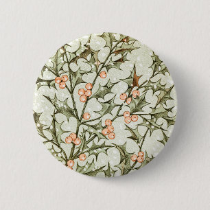 Christmas Holly Pretty Antique Greeting 6 Cm Round Badge