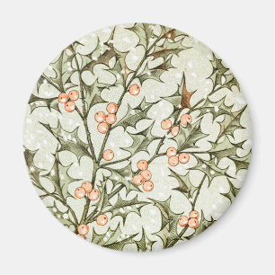 Christmas Holly Pretty Antique Greeting Magnet