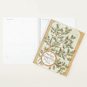 Christmas Holly Pretty Antique Greeting Planner