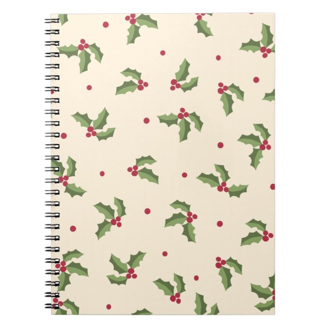 Christmas Holly Print Spiral Photo Notebook (Front)