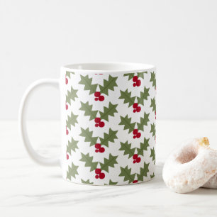 Christmas Holly Red Berries Green Leaves Coffee Mug