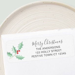 Christmas Holly Return Address Label