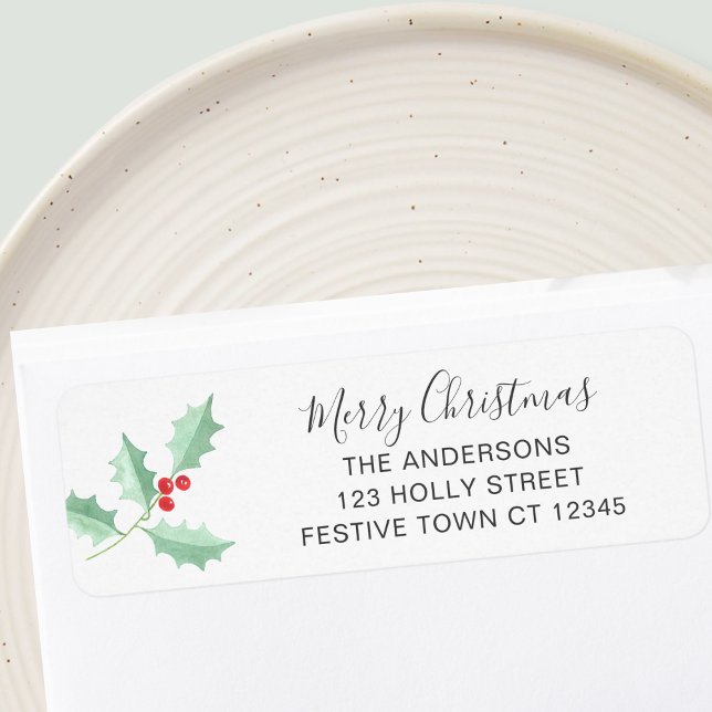 Christmas Holly Return Address Label (Creator Uploaded)