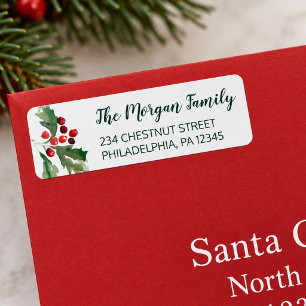 Christmas Holly Return Address Labels