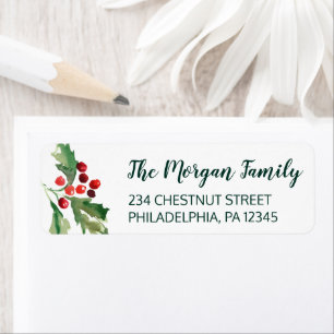 Christmas Holly Return Address Labels