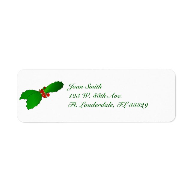 Christmas Holly Return Address Labels (Front)