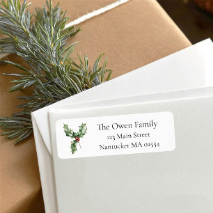 Christmas Holly Return Address Return Address Label