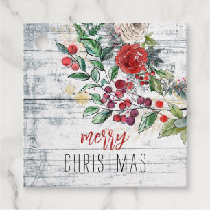 Christmas Holly Rustic Wood Holiday Gift Favour Tags