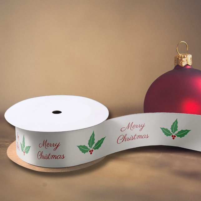 Christmas Holly Satin Ribbon (Christmas Holly Satin Ribbon)