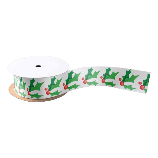 Christmas holly satin ribbon (Spool)