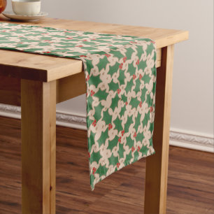 Christmas Holly Short Table Runner