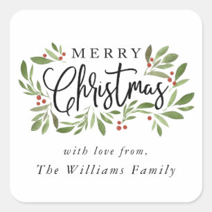 Christmas Holly Sticker Tag