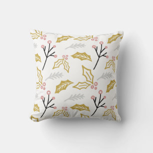 Christmas Holly Throw Pillow