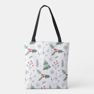 Christmas Holly & Tree Tote Bag